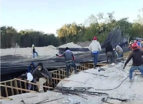 Colapsa estructura en tramo 6 del Tren Maya, que va de Tulum-Chetumal; hay dos lesionados